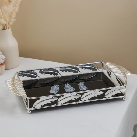 Feather stand for desserts, 35 × 22.5 × 6, silver metal color