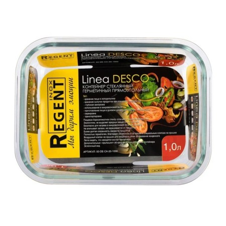 Container Glass Regent Inox Linea Desco, rectangular, sealed, 1 liter-1