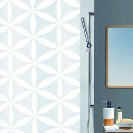 Decorative curtain for the bathroom Rania, 180x200 cm, white color