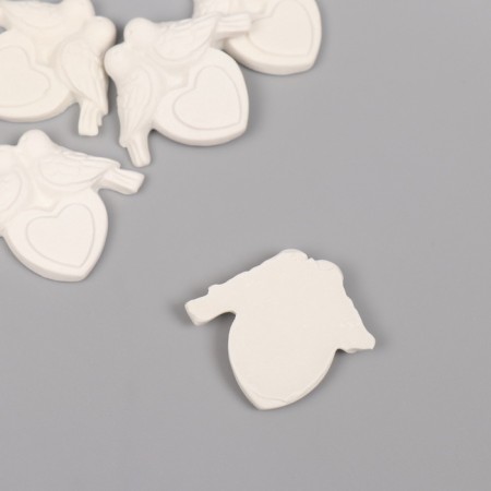 Decor for the creativity of Polystone "Pigeons on the Heart" White Set 6 pcs 3.6x3 cm-1