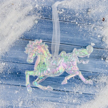 Christmas tree decoration "Horse" 9x12 cm, transparent overflow