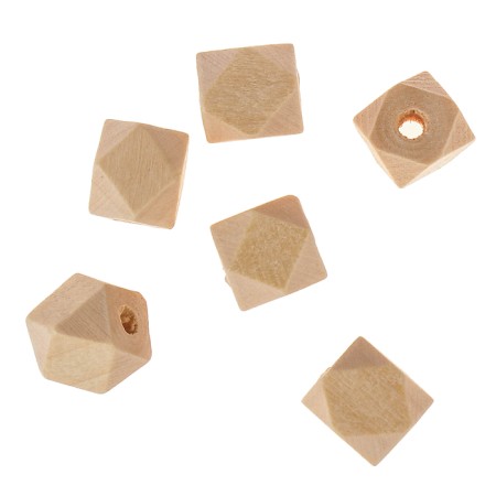 Beads wooden polyhedrons 10x10 mm (set 6 pcs) without coating-1