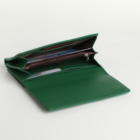 Women's wallet on magnets, green color-4