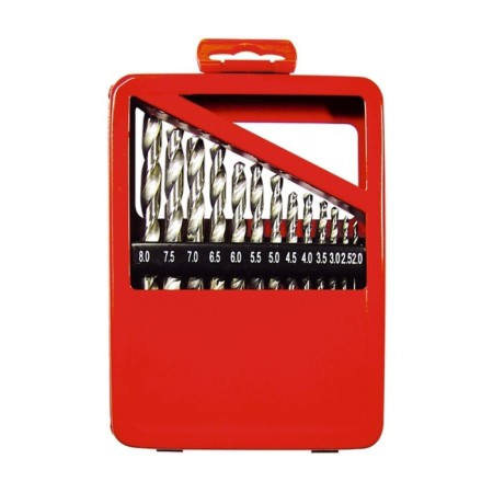 Set of matrix drills, 2-8 mm, HSS, 13 pcs., Metal box, cylindrical shank