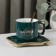 Tea couple ceramic with a spoon "Change", 2 items: a cup 230 ml, a saucer, color mix