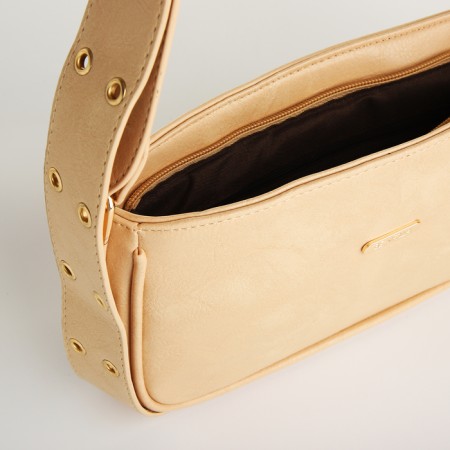 Female bag, baguette, on lightning, beige color-5