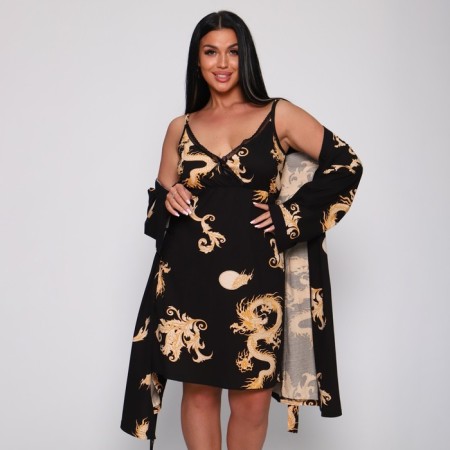 Female set (robe/shirt), black color, size 44-5