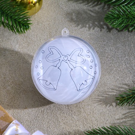 Christmas tree decoration for coloring "Bells" Size: 8 cm; 2 pcs., Brush-2
