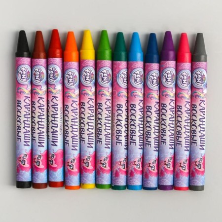 Wax pencils, set 12 colors, height 8 cm, diameter 0.8 cm, my little pony-2