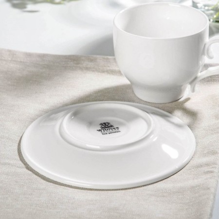 Tea steam porcelain Wilmax, 2 items: a cup 330 ml, a saucer d = 15.6 cm, white color-2