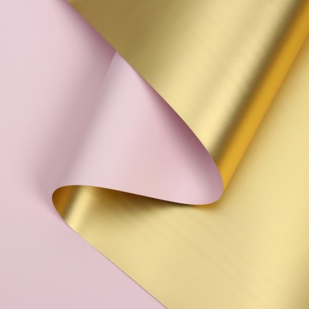 Flower film "Film with gold", pink color, 58 cm x 5 m