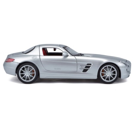 MASTO Die-Cast Mercedes-Benz Sls AMG machine, opening doors, 1:18, silver color-2