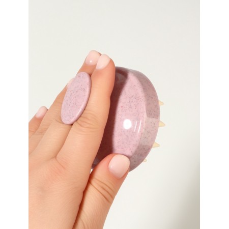Brush d/washing and massage of the head silicon/plastic 7.5*7.5*6.5 cm roses package QF-3