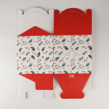 Confectionery box with a window, a chest, Happy New Year, 20 x 20 x 20 cm, New Year-5