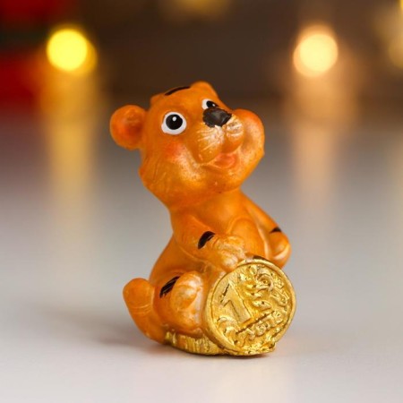 Souvenir Polystone "Tigrush with gold coins" MIX 4x2.5x3 cm-1