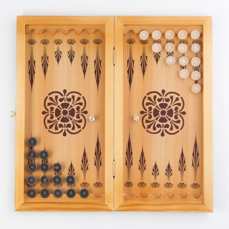 Wooden backgammon "Fox" with checkers 40 x 40 cm, board game-1