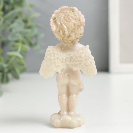 Polystone souvenir "A chubby angel in a flower wreath, with a big heart" Lacques 10.5x4.5x5.5 cm-2