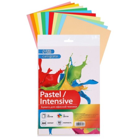 Colored paper A4, 36 sheets, 12 colors "for office equipment", 80 g/m²-4