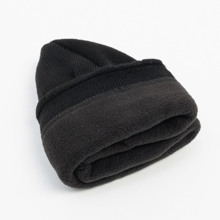 Men's hat with fleece lining, color black mix, size 56-58-2
