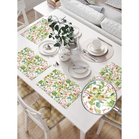 A set of napkins for setting the Watercolor New Year table, rectangular, size 32x46 cm, 4 pcs