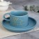 Tea couple ceramic with a matte coating "I love you", 200 ml, blue color