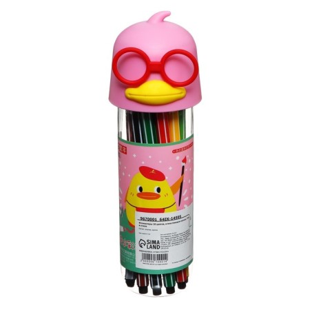Flomasters of 18 flowers "duck in glasses", in a plastic pencil case, mix-7