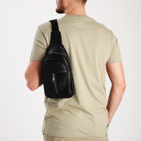 Sling bag, artificial leather, black color-5