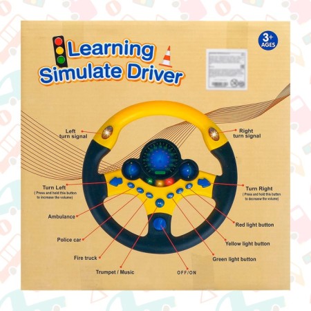 Musical steering wheel “Super driver”, light and sound effects, works from batteries-5