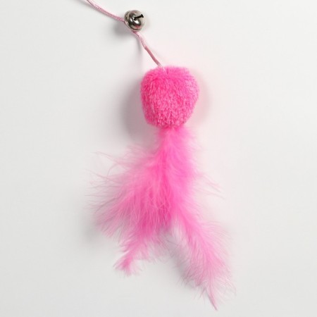 Domesticon-pink with a soft ball and feathers, pink-1
