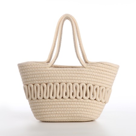 Female wicker bag without fastening, milk color