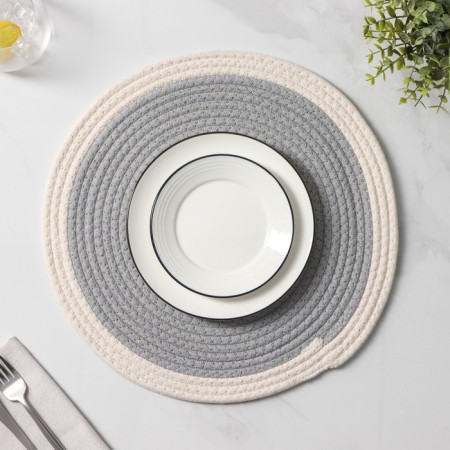 Serving napkin on the table “Mira”, D = 38 cm, gray color, Mix drawing-3