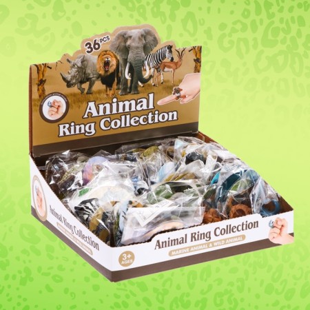 Game ring "Animal World" 3.5 × 4.5 × 2.5cm, 12 species, mix-14