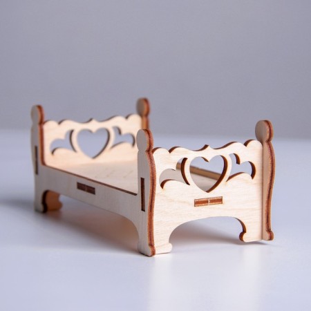Wooden furniture for dolls "bed with a bench"-4
