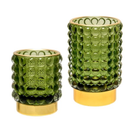 Decorative candlelight made of colored glass, 70 × 70 × 80 mm, green color-3