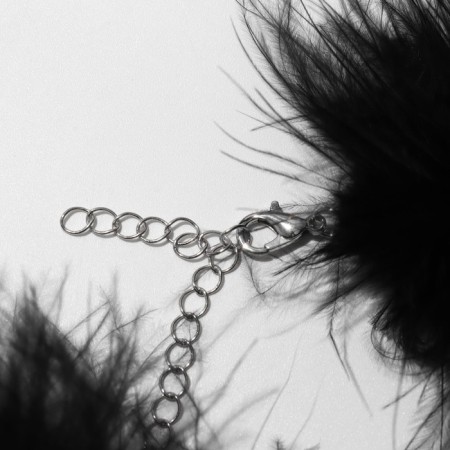 Choker "Lightness" with beads, black color, metal silver, 48 cm-1