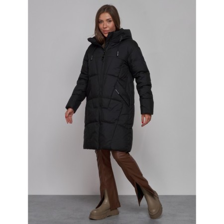 Coat insulated winter female, size 46, black color-1