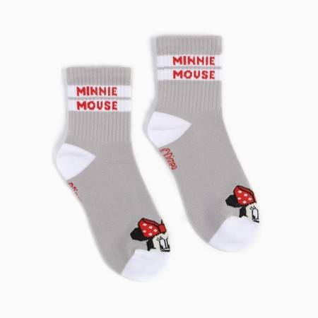 Set of socks "minnie", Minnie Mouse, gray/white color, 14-16 cm-1