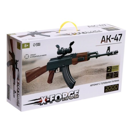 AK-47 automatic machine, shoots with gel bullets, works from the battery-13