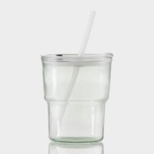 Glass glass with a lid and a tube, 450 ml