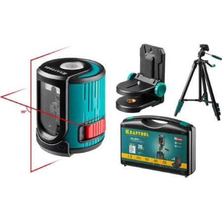 Laser Laser Kraftool 34700-4_z01, 20 m, IP54, ± 0.2 mm/m, holder, tripod, in the case