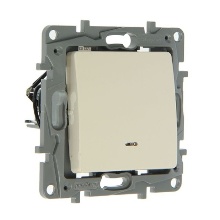 Switch Legrand Etika 672303, 10 A, 1 key, hidden, with backlight, ivory