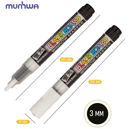 Cretaceous Munhwa "Black Board Marker", 3.0 mm, bullet, water base, white-4