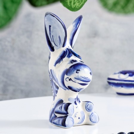 Souvenir "donkey", large, 13 cm, gzhel