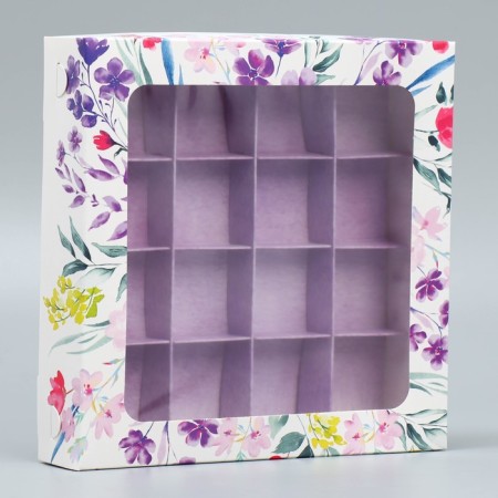 Box for sweets, confectionery packaging, 16 cells "From the whole heart", 18.9 x 18.9 x 3.8 cm-1