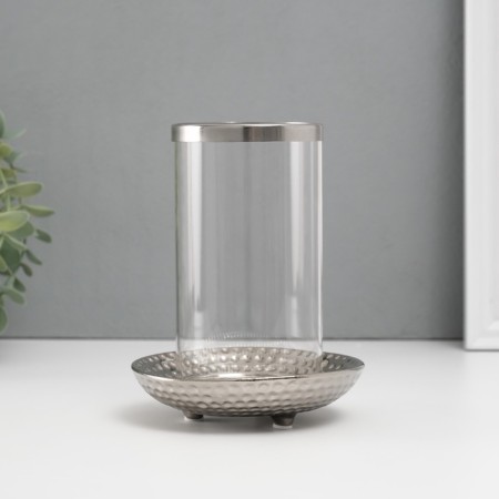 Ceramics candlestick, glass for 1 candle "Moro" d = 8 cm silver 12x12x17.2 cm-1