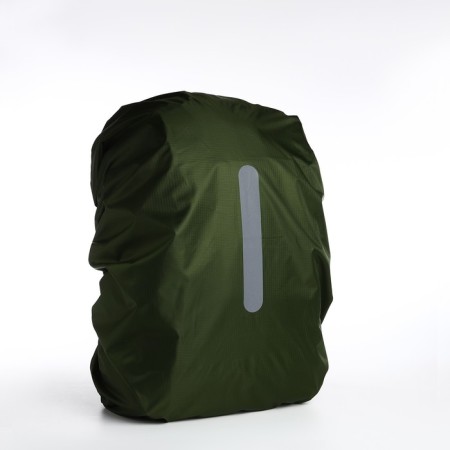 A cover for a backpack 60 liters, with a reflective strip, green color