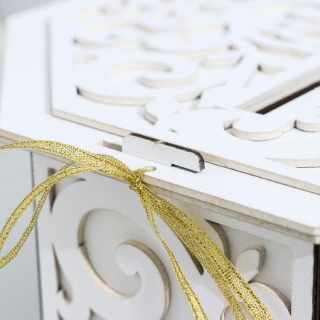 Family Bank with monograms, White, MDF, 27x27x16.5 cm-3