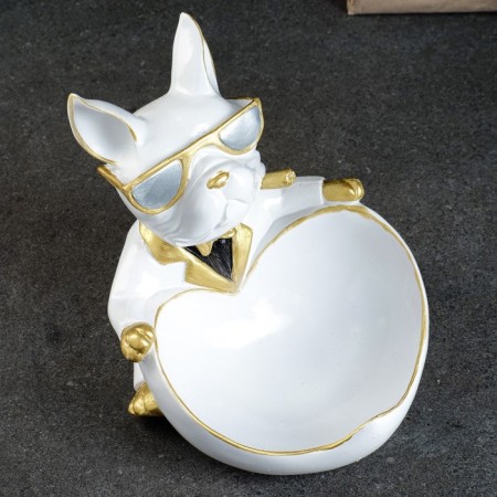 Buldog Candy Candlestone stand is white, 20x18x21cm-3