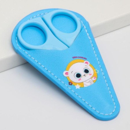 Children's, safe, manicure scissors "Bear", blue color