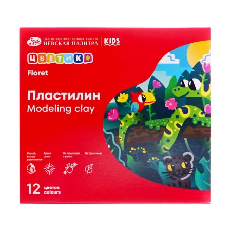 Plasticine "Flower", 12 colors, 180 g, with a stack-5